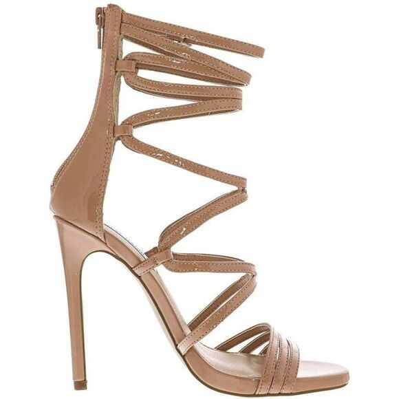 Steve Madden Flaunt Nude Patent Strappy Heels - Picture 2 of 5